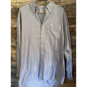 Cutter And Buck Large Long Sleeved Large 100% Cotton Blue Dress Shirt B2